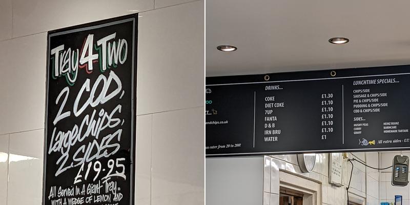 Fosters Fish and Chips Menu