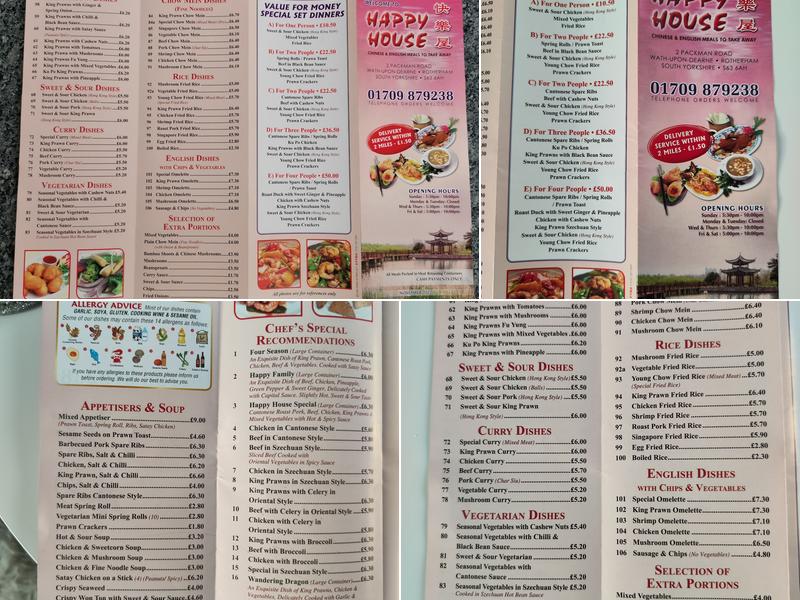 Happy House - Chinese Takeaway Menu