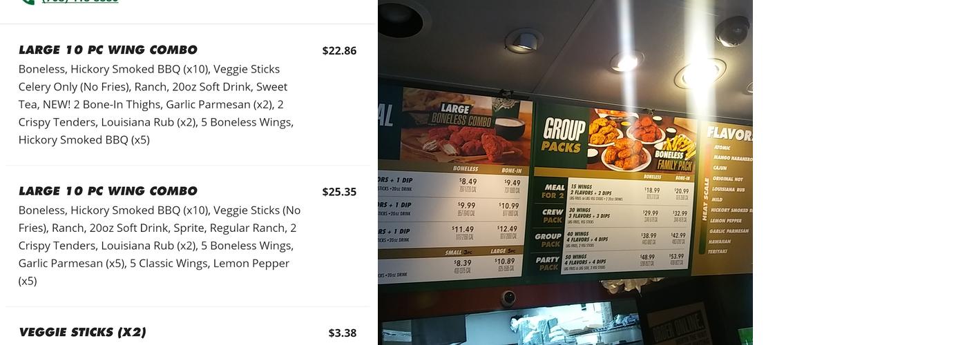 Wingstop Menu