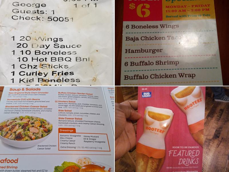 Hooters Menu
