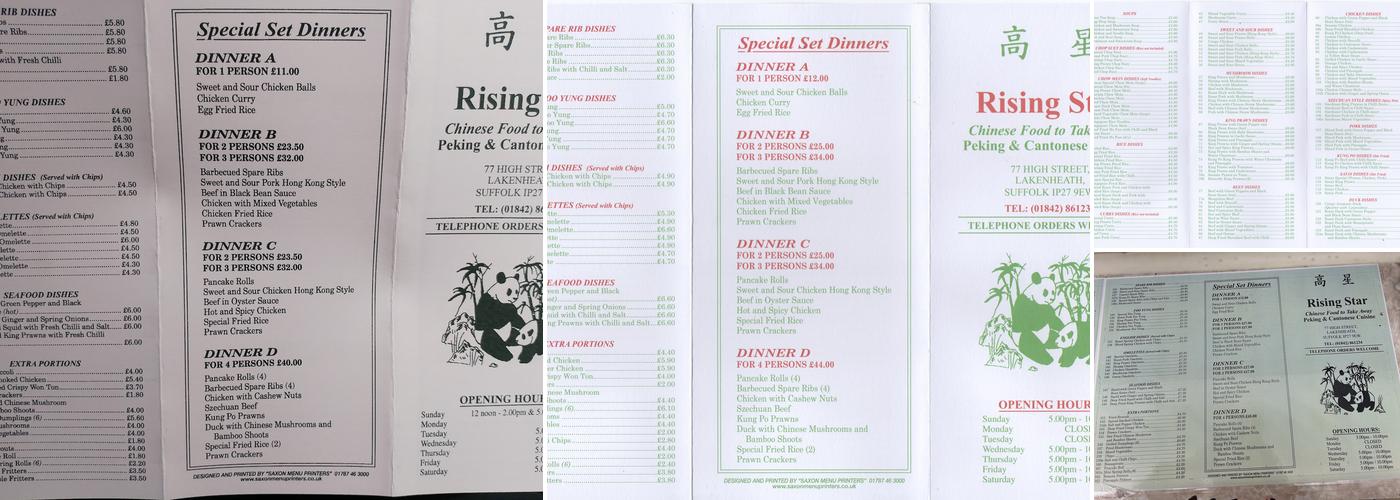 Rising Star Menu