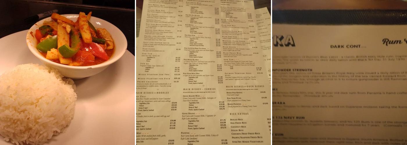 The Siam Bistro Menu