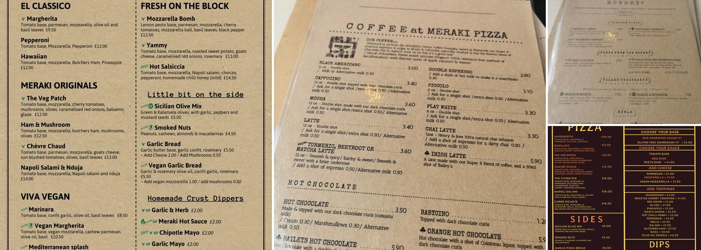 Meraki Pizza Co. Menu