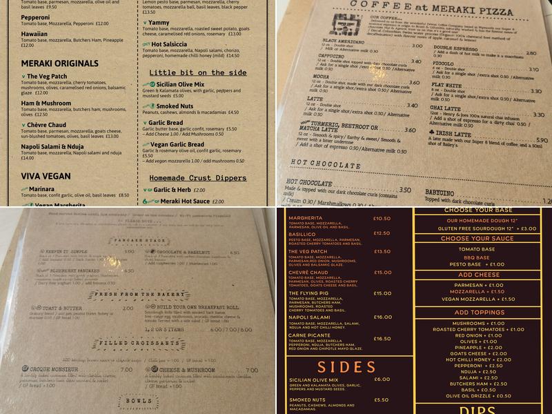 Meraki Pizza Co. Menu