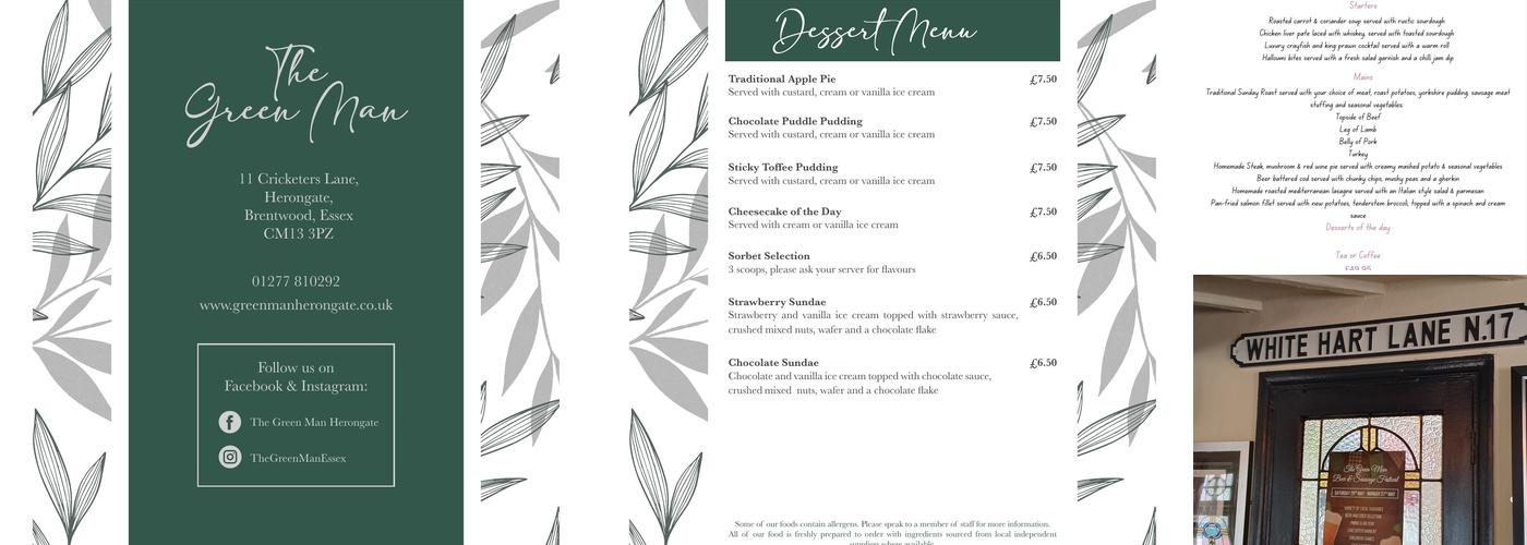 The Green Man Menu