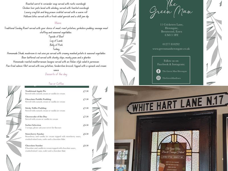The Green Man Menu
