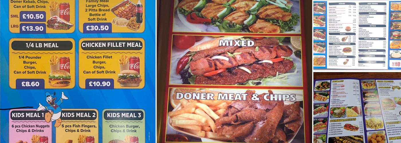 H&H Kebabs and Burgers Menu