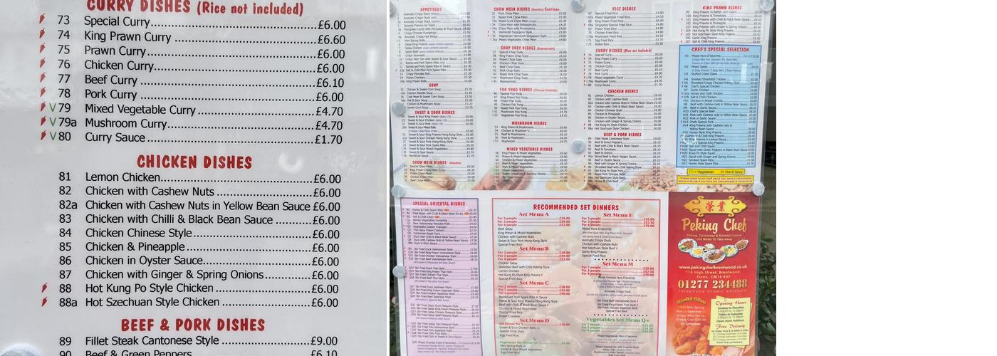Peking Chef Brentwood Menu