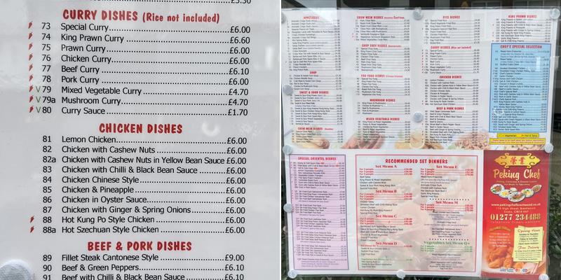 Peking Chef Brentwood Menu
