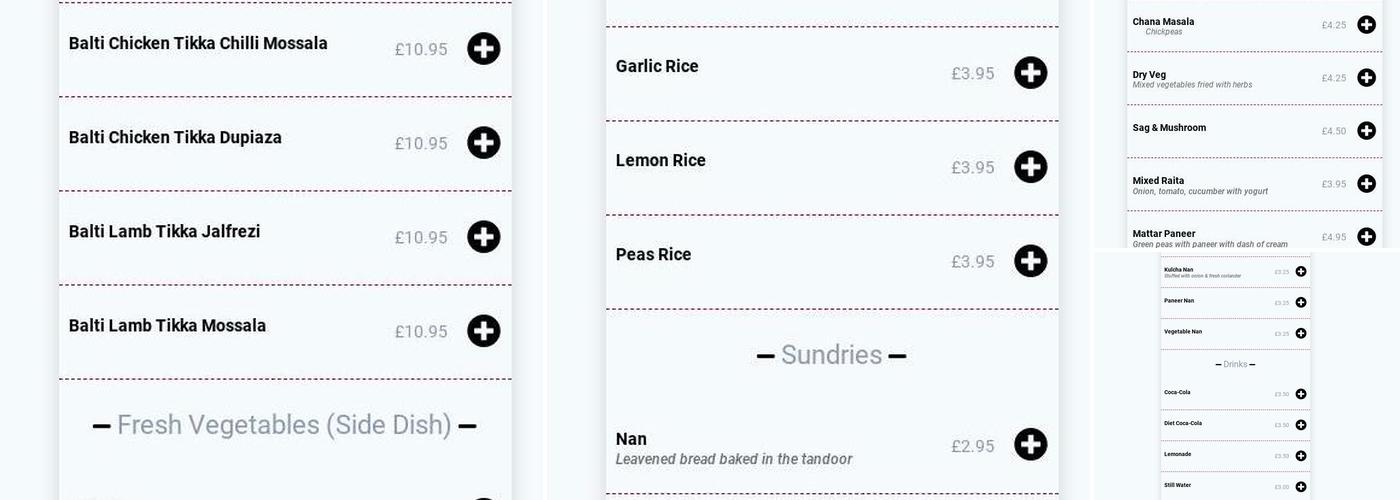 Shenfield Tandoori Takeaway Menu