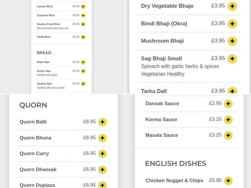 Sultans Indian Takeaway Menu