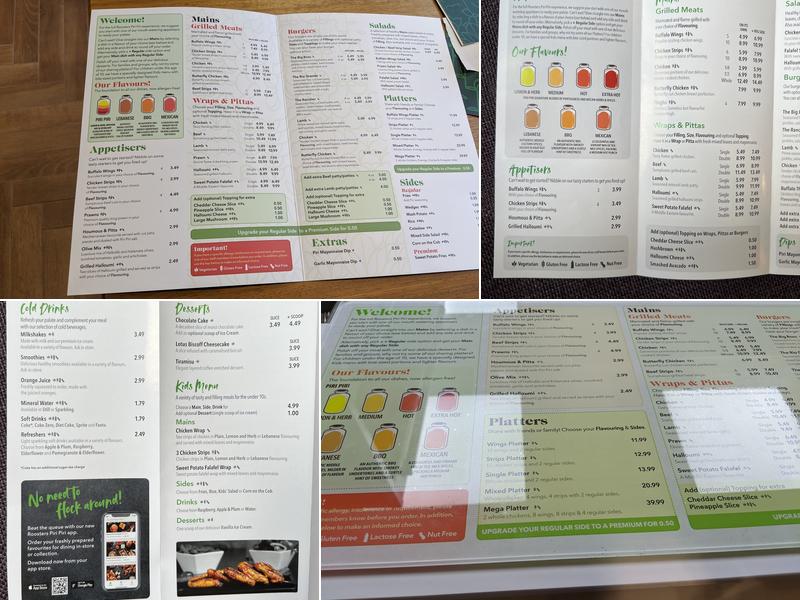 Roosters Piri Piri Menu