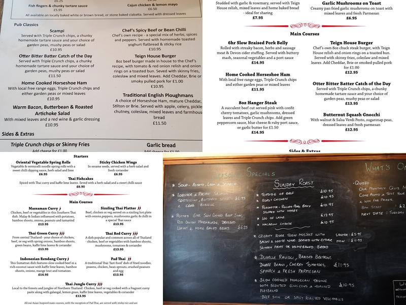 Teign House Inn Menu