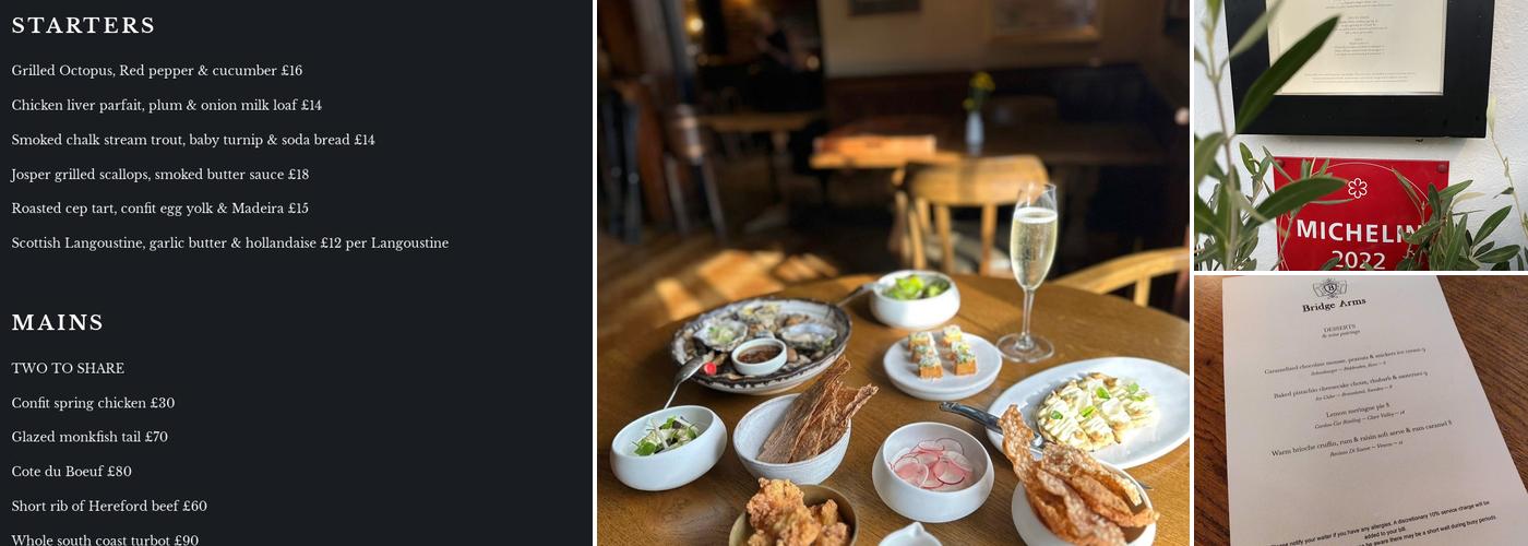 The Bridge Arms Menu