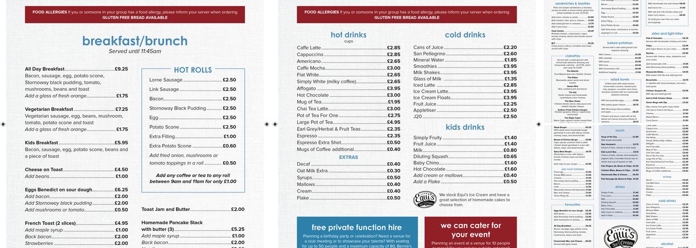 Bernie's Cafe Deli Menu