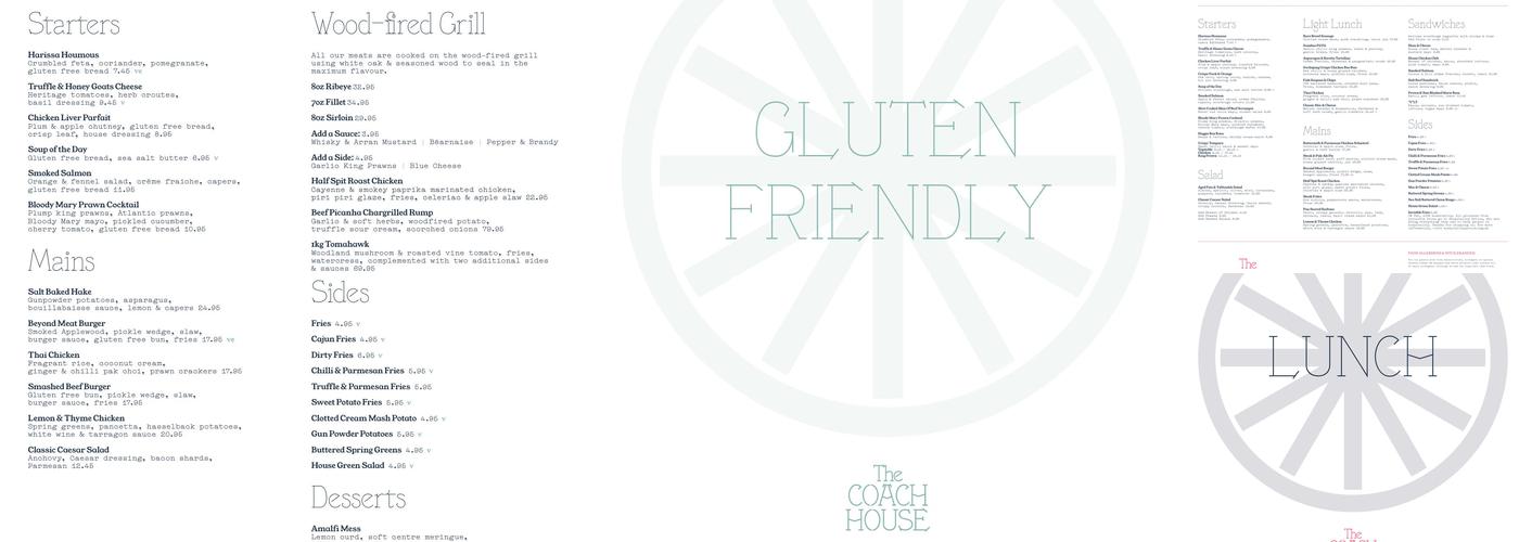 The Coach House Menu