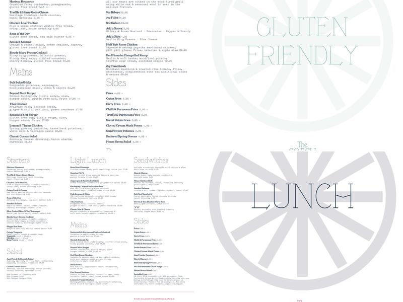 The Coach House Menu