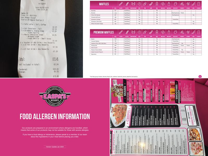 Kaspa's Bridgend Menu