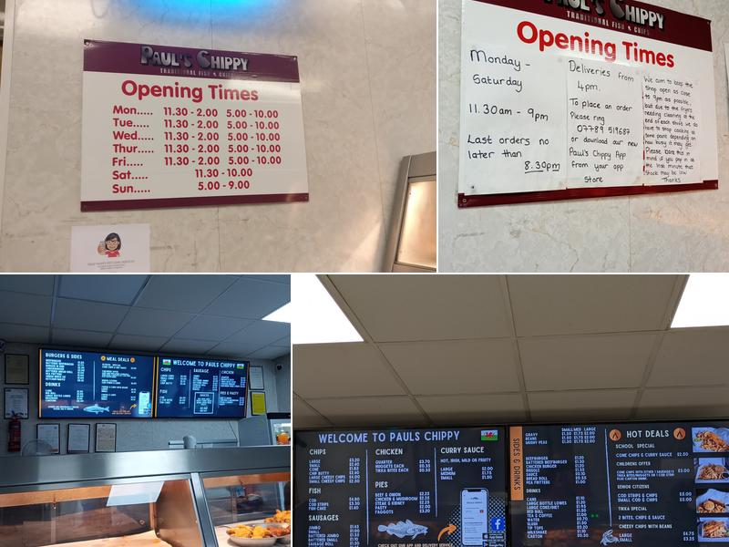 Paul’s Chippy Sarn Menu