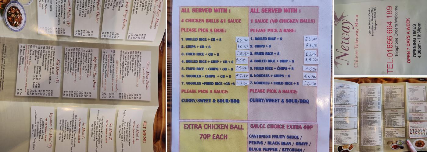 Neway Chinese Takeaway Menu