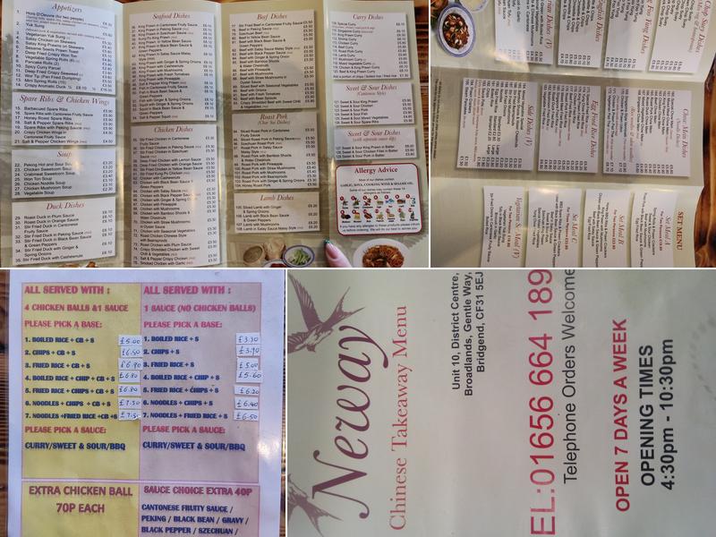 Neway Chinese Takeaway Menu