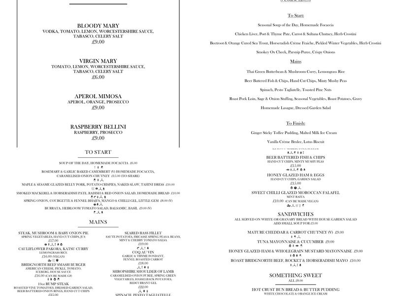 The Atrium Menu