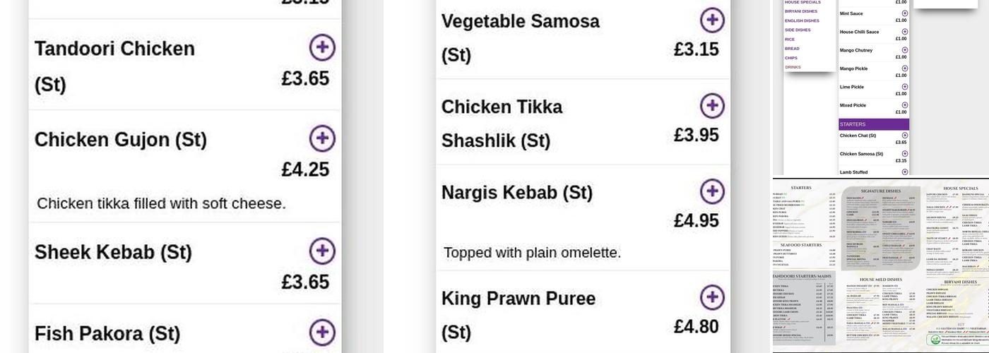 Radhuni cannock Menu