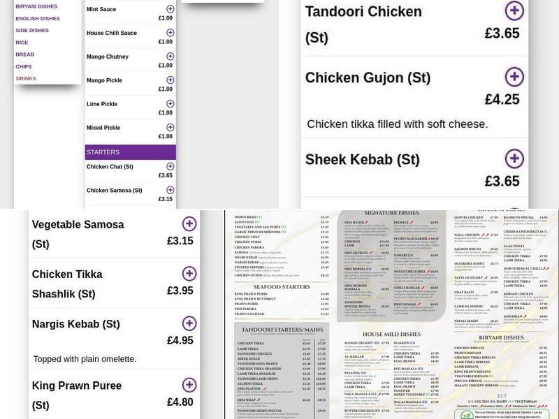 Radhuni cannock Menu