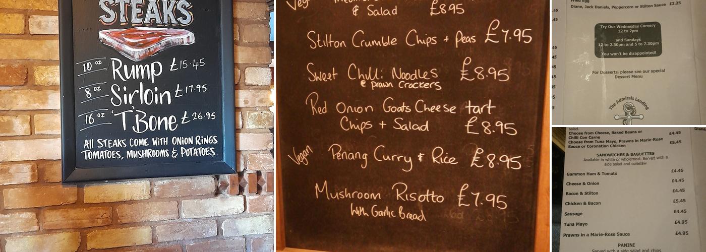 Admirals Landing Menu