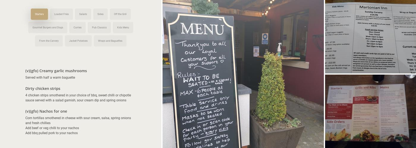 The Martonian Inn Menu