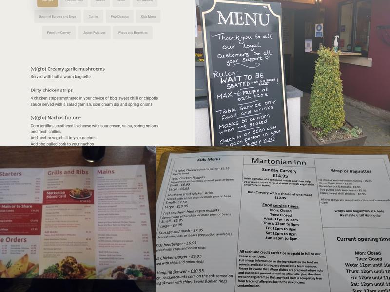 The Martonian Inn Menu