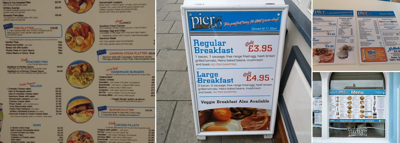 Pier 6 Boardwalk Cafe Menu