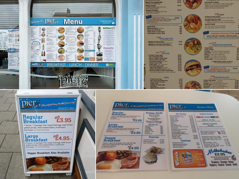 Pier 6 Boardwalk Cafe Menu