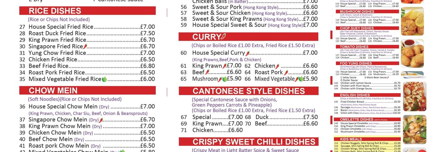Royal Chef Chinese Takeaway Menu
