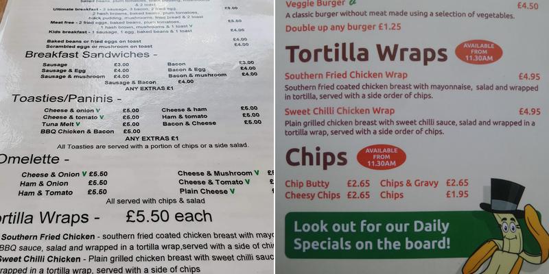 The Hut Bridlington Menu