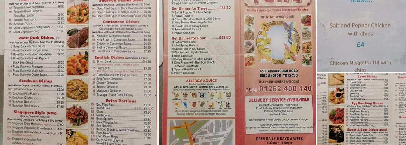 Lung Fung Chinese Takeaway Menu