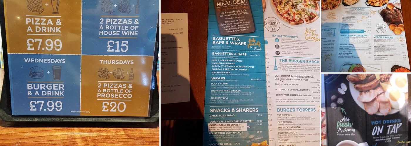 The Round Oak Stonehouse Menu