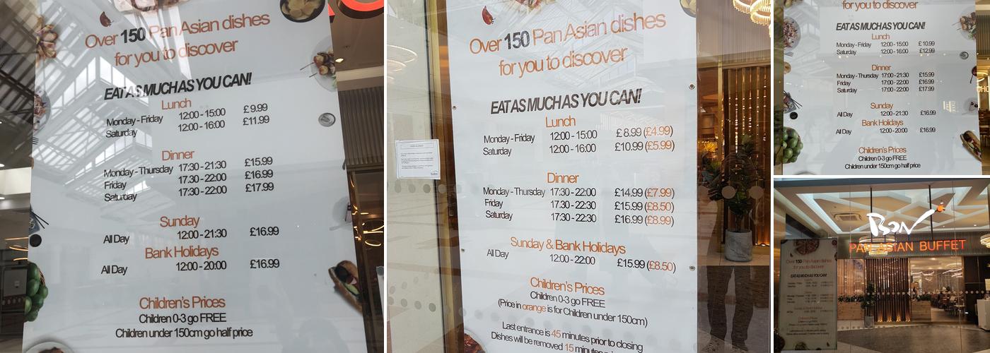 Bon Pan Asian Buffet Menu