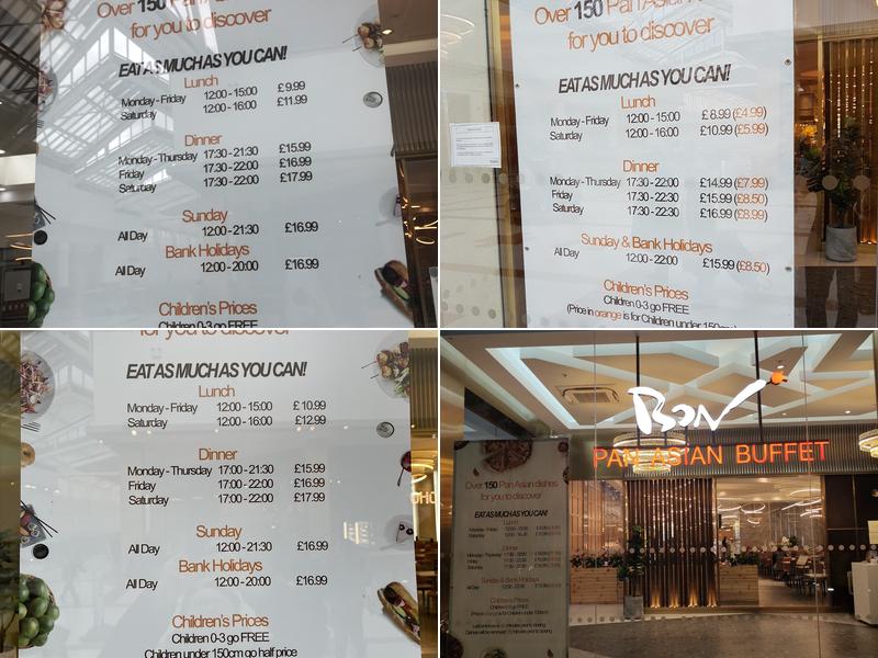 Bon Pan Asian Buffet Menu