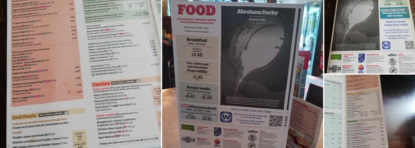 The Abraham Darby - JD Wetherspoon Menu