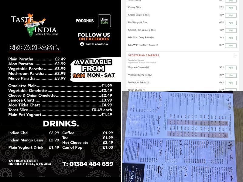 Taste From India Menu