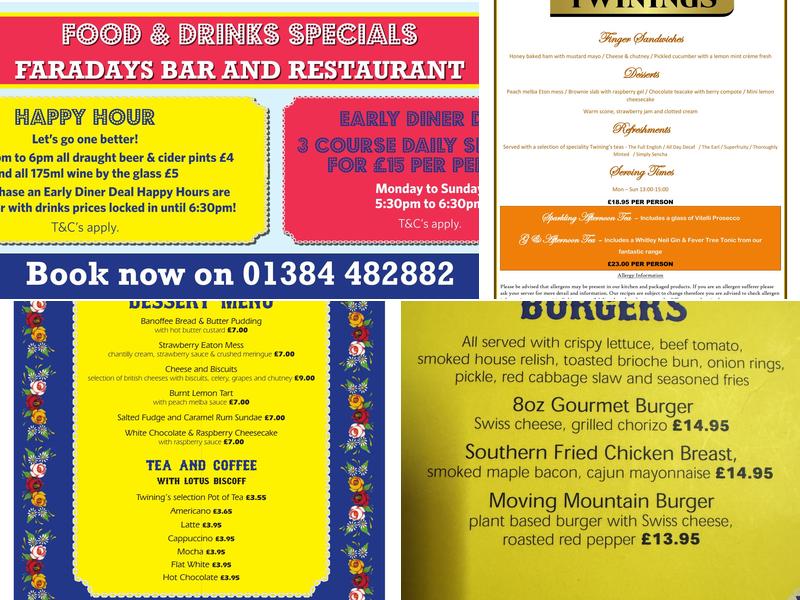 Faraday’s Restaurant & Bar Menu