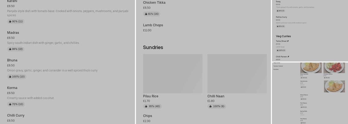 Indian Bar & Grill High Oak Menu