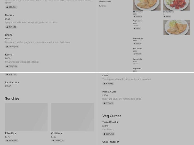 Indian Bar & Grill High Oak Menu