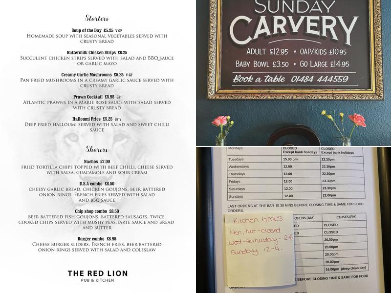 Red Lion Brighouse Menu