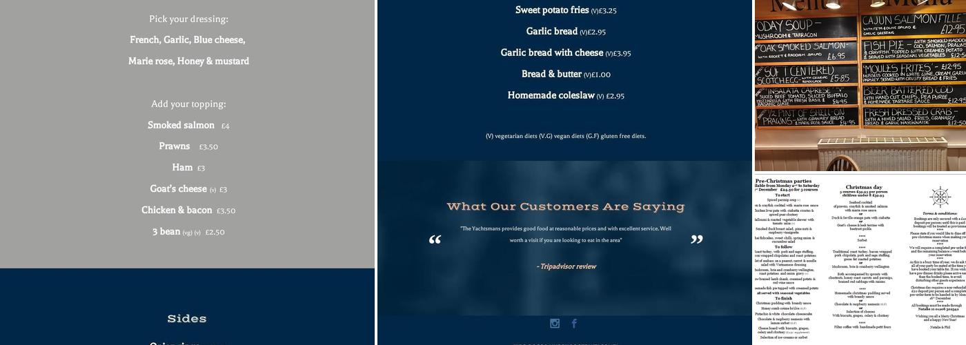 Yachtsmans Arms Brightlingsea Menu