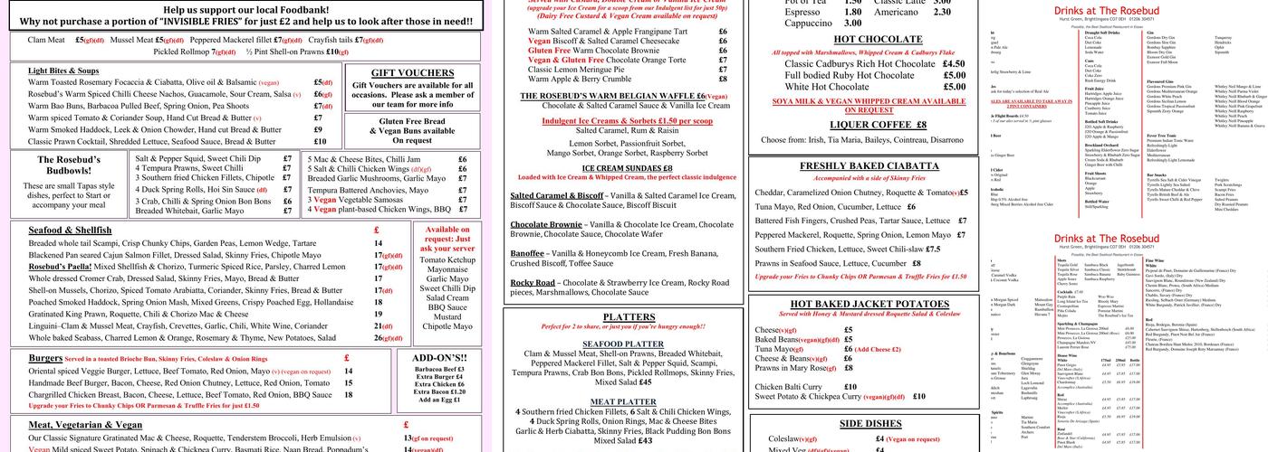 The Rosebud Pub & Seafood Restaurant Menu