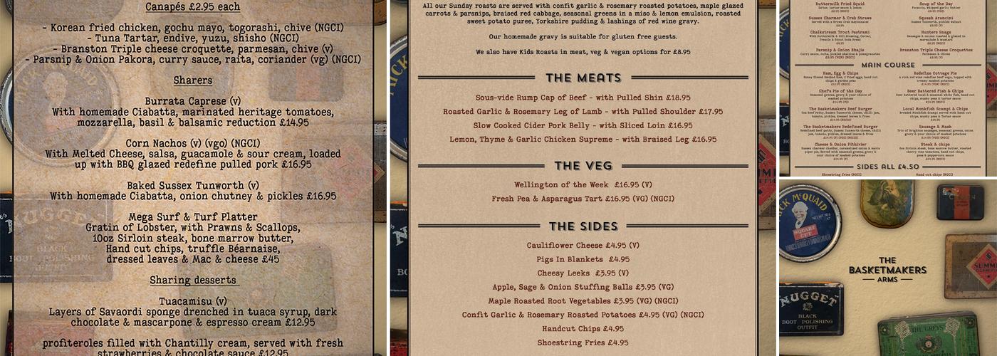 The Basketmakers Arms Menu