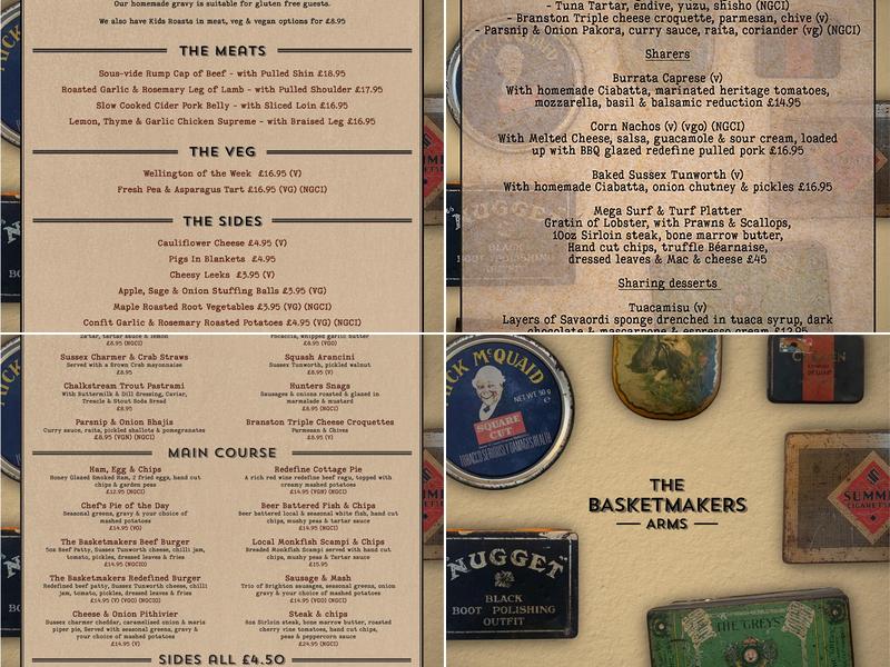 The Basketmakers Arms Menu