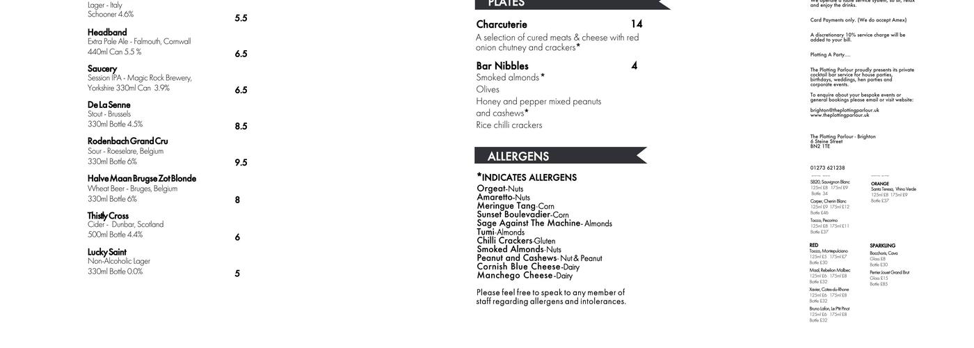 The Plotting Parlour Menu